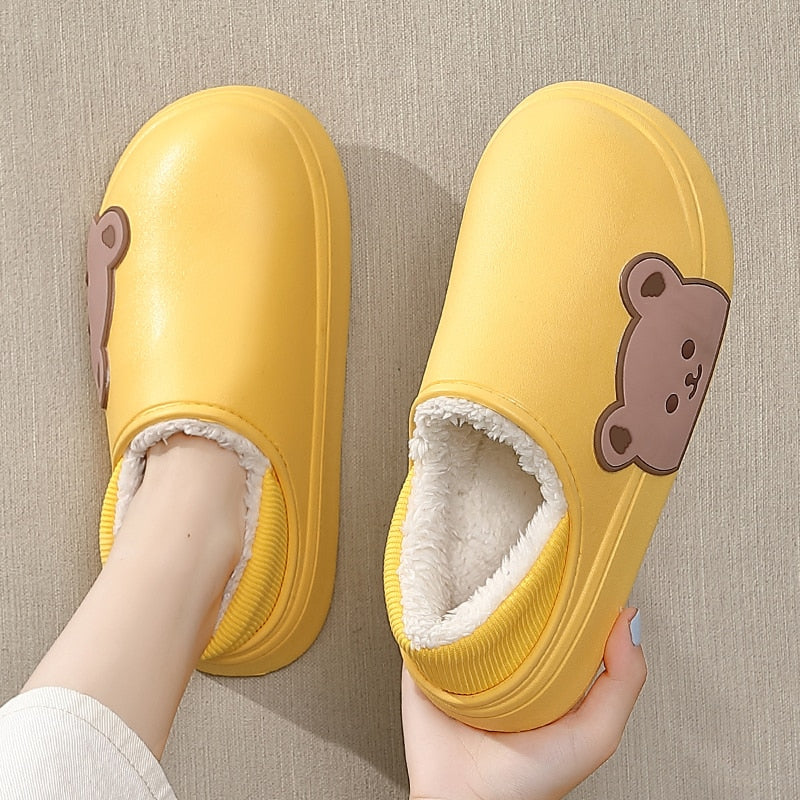 Cartoon Cotton Slippers Thick Flat Sole