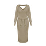 Elegantes gestricktes V-Ausschnitt Kleid | Slim Fit Wollmode