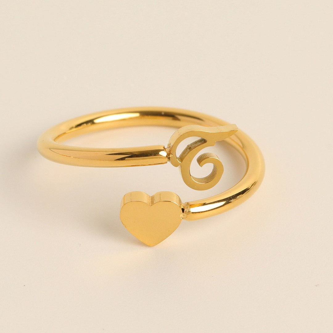 Initial Heart Ring | Letter Ring