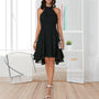 Elegantes sommerliches Neckholderkleid | Hohe Taille Ärmelloses Chiffon-Midi | Geschichtetes Party Slim Fit