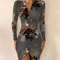 Sexy V-Hals Geraffineerde Bodycon Jurk | Nieuwjaarsfeestjurk | Asymmetrische Mini