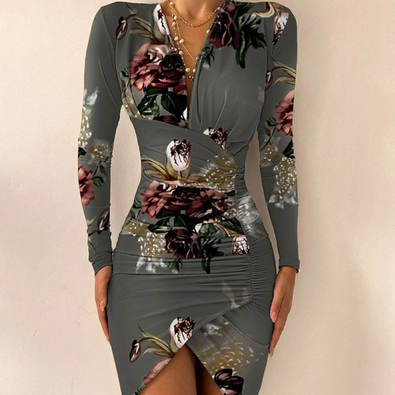 Sexy V-Hals Geraffineerde Bodycon Jurk | Nieuwjaarsfeestjurk | Asymmetrische Mini