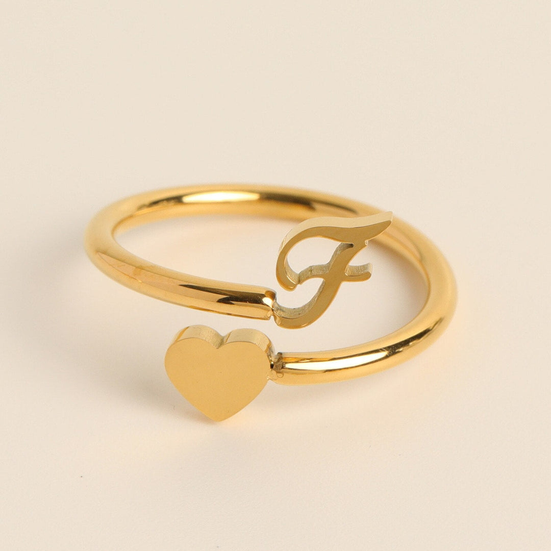 Initial Heart Ring | Letter Ring