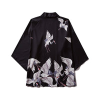 Japanese Wave Carp Print Coat Traditional