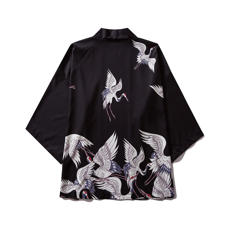 Japanese Wave Carp Print Coat Traditional
