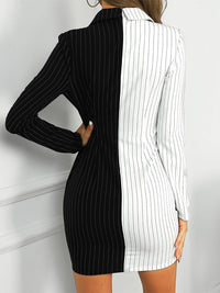 Patchwork Striped Blazer Dress | Office Lady Mini Dress