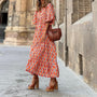 Cazual™: Boho V-Ausschnitt Kleid mit Puffärmeln