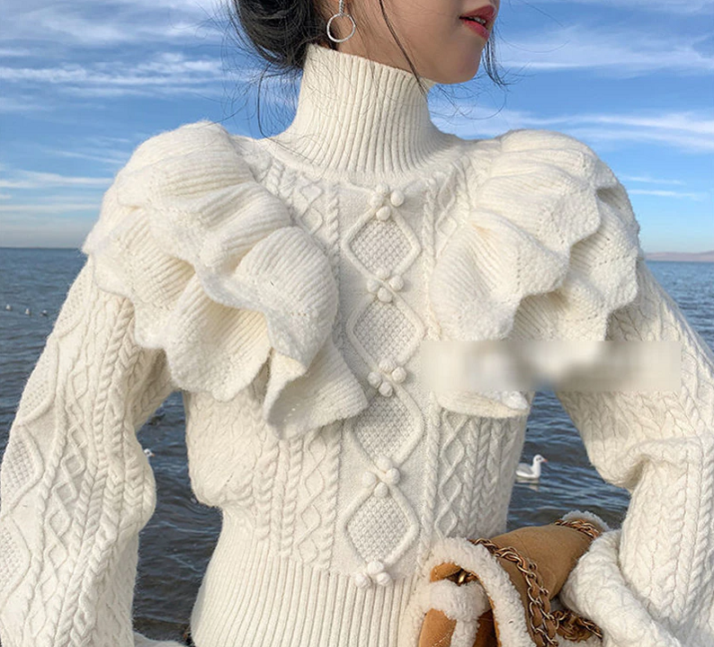 Floral White Knitted Sweater™|Blumiger weißer Strickpullover™