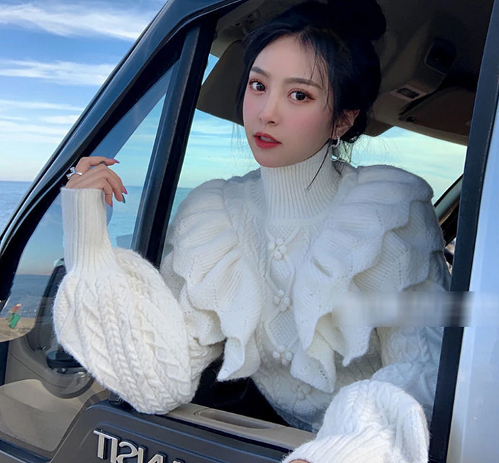 Floral White Knitted Sweater™|Blumiger weißer Strickpullover™