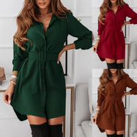 Elegante Nauwsluitende Mini Jurk | Lange Mouw Cardigan Enkele Rij Knopen Stijl