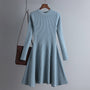 Schickes O-Neck Langarm-Pulloverkleid | Dickes gestricktes Mini-Outfit