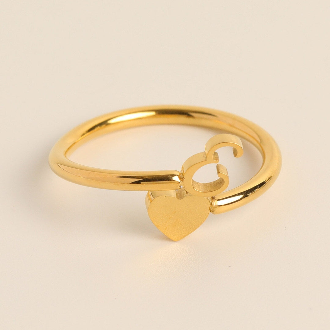 Initial Heart Ring | Letter Ring