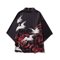 Japanese Wave Carp Print Coat Traditional
