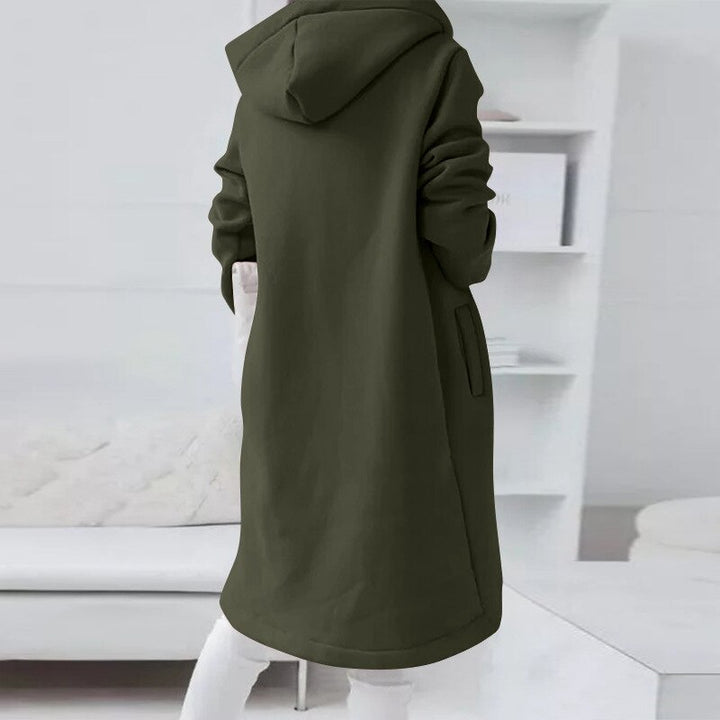 Mid-length coat with hood