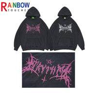 Gothic Schwarzer Print Hoodie | Damen Streetwear Top