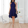 Elegantes sommerliches Neckholderkleid | Hohe Taille Ärmelloses Chiffon-Midi | Geschichtetes Party Slim Fit