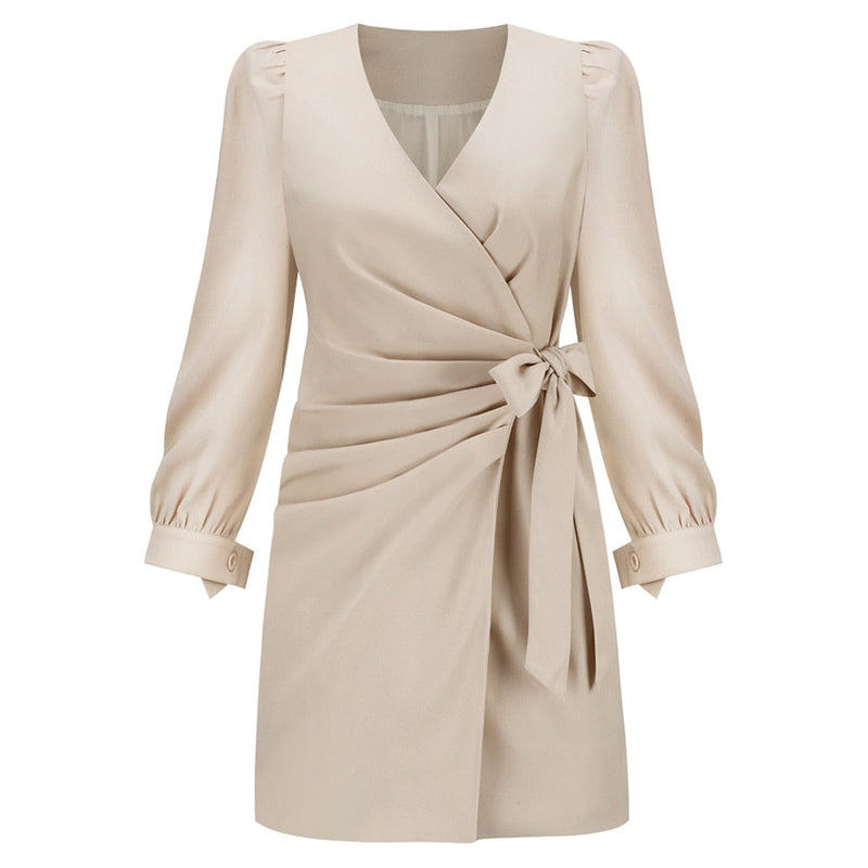 Sexy V-Hals Lange Mouw Jurk | Herfst/Winter Stijlvolle Damesmode