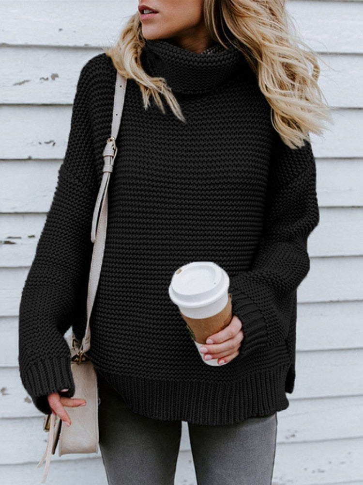 RosaShirt I Oversized Rollkragenpullover für Damen
