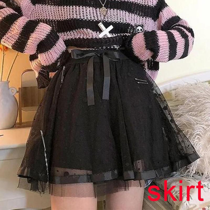 Karrram Pink Striped Gothic Sweaters