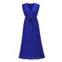 Elegantes Ärmelloses V-Ausschnitt Sommerkleid | Falten Chiffon Maxi mit Gürtel