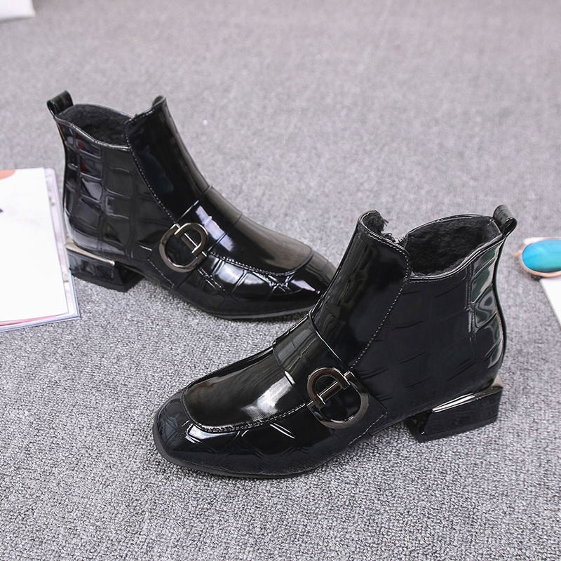 JooskeShoes I Blokhak Enkellaars Met Gesp Voor Dames