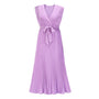 Elegantes Ärmelloses V-Ausschnitt Sommerkleid | Falten Chiffon Maxi mit Gürtel
