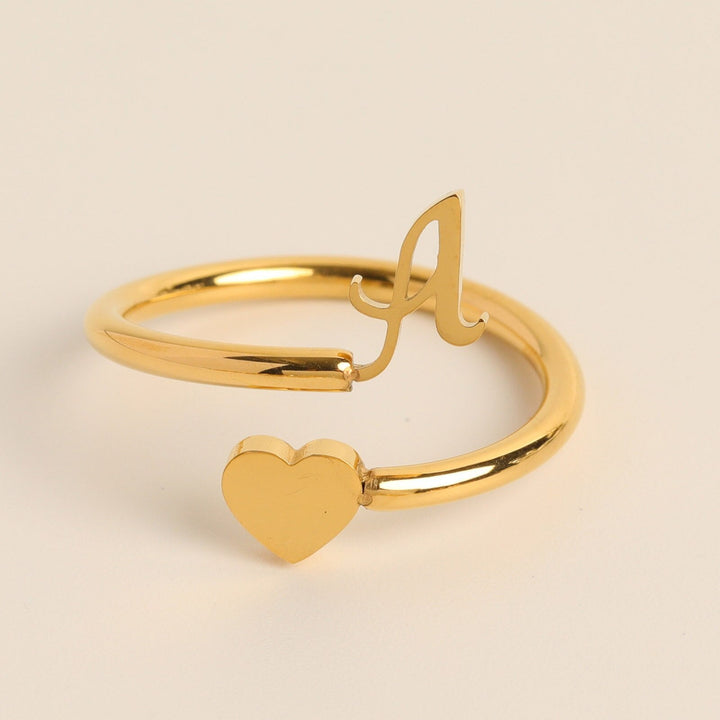 Initial Heart Ring | Letter Ring