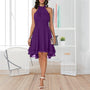 Elegantes sommerliches Neckholderkleid | Hohe Taille Ärmelloses Chiffon-Midi | Geschichtetes Party Slim Fit