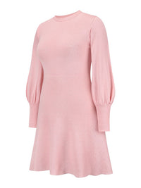 Elegant Knitted Sweater Dress | O-Neck, Long Sleeves, A-Line