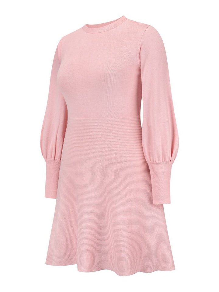 Elegant Knitted Sweater Dress | O-Neck, Long Sleeves, A-Line