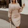 Elegantes langes Laternenärmel Bleistiftkleid | Bodycon knielange Bürobekleidung