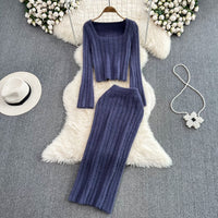 Stylish Knitted Two-Piece Set | Soft Sweater & Bodycon Skirt