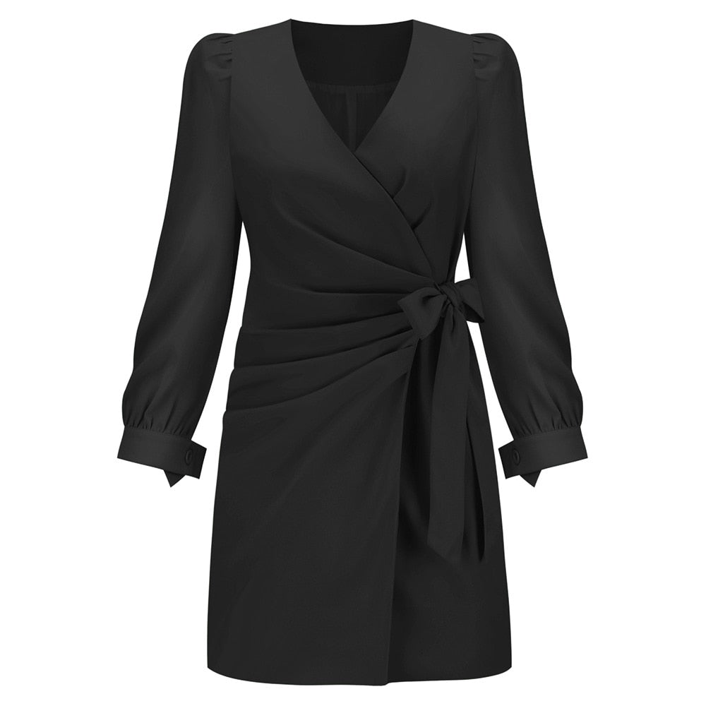 Sexy V-Hals Lange Mouw Jurk | Herfst/Winter Stijlvolle Damesmode