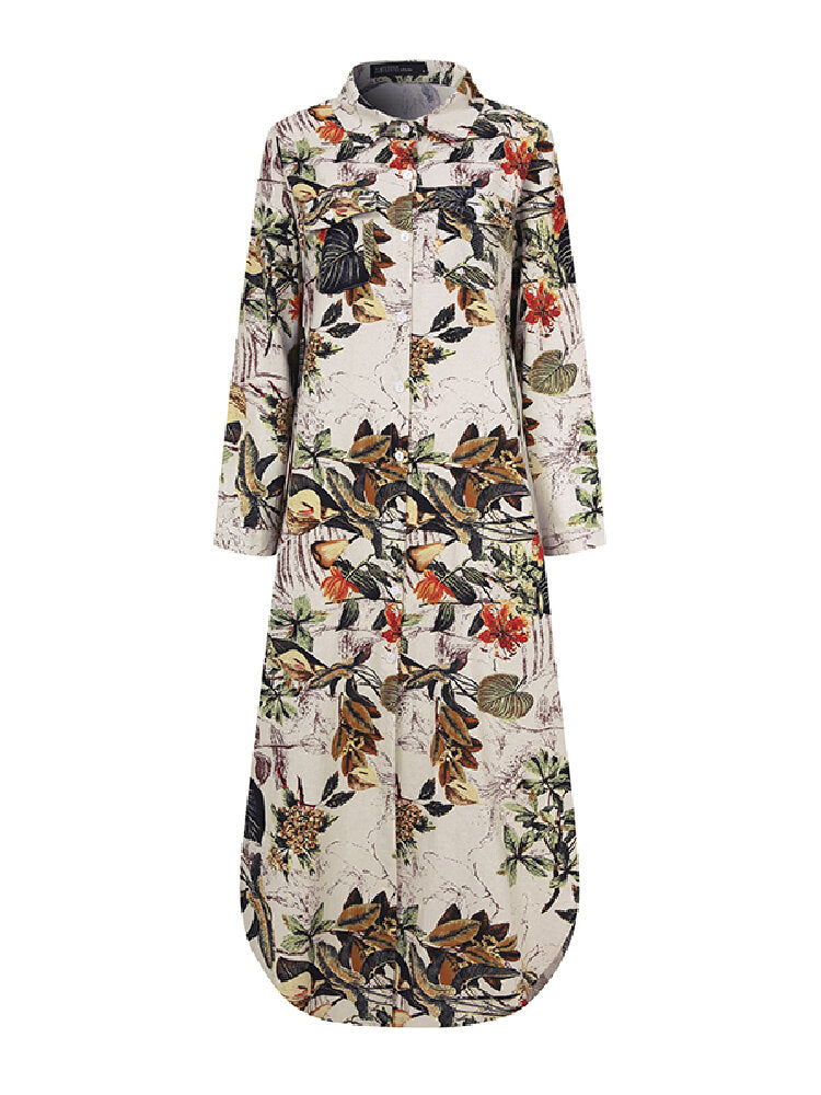 Boho Maxi Dress with Long Sleeves for Women | Casual Spring Autumn Shirt Dress