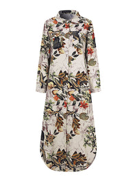 Boho Maxi Dress with Long Sleeves for Women | Casual Spring Autumn Shirt Dress