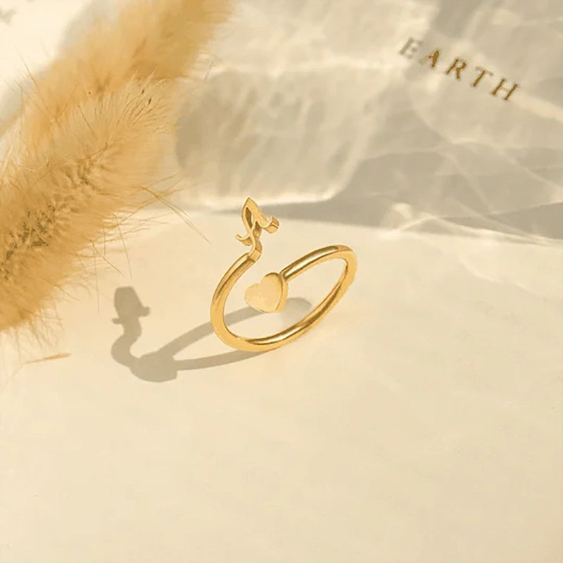 Initial Heart Ring | Letter Ring