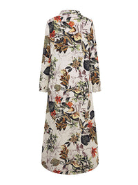 Boho Maxi Dress with Long Sleeves for Women | Casual Spring Autumn Shirt Dress