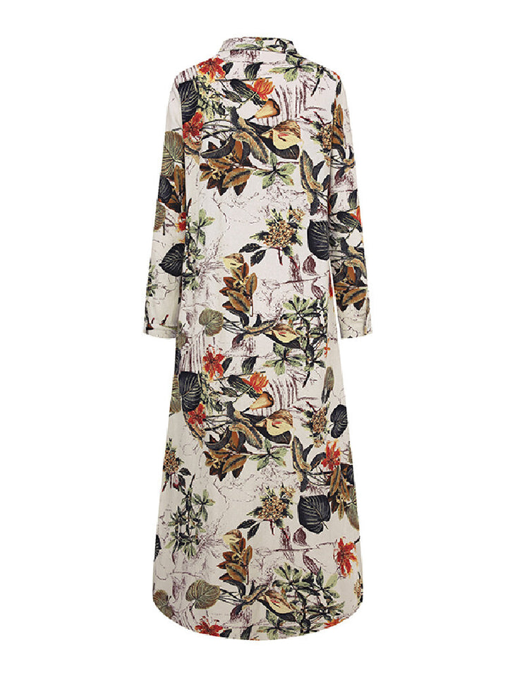 Boho Maxi Dress with Long Sleeves for Women | Casual Spring Autumn Shirt Dress