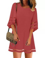 Sommerliches Mesh-Tunikakleid | Lässiges A-Linien Kleid mit Trompetenärmeln
