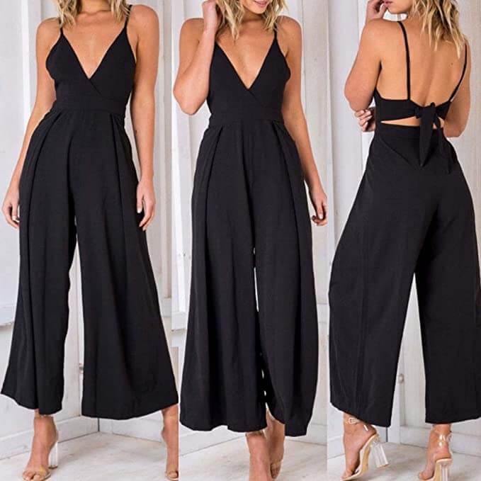 Jumpsuit met Blote Rug en Vaste Bandjes | Wijde Pijp Zomer Playsuit