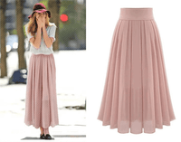 Chiffon Geplooide Maxi Rok | Boho Hoge Taille Retro Mode