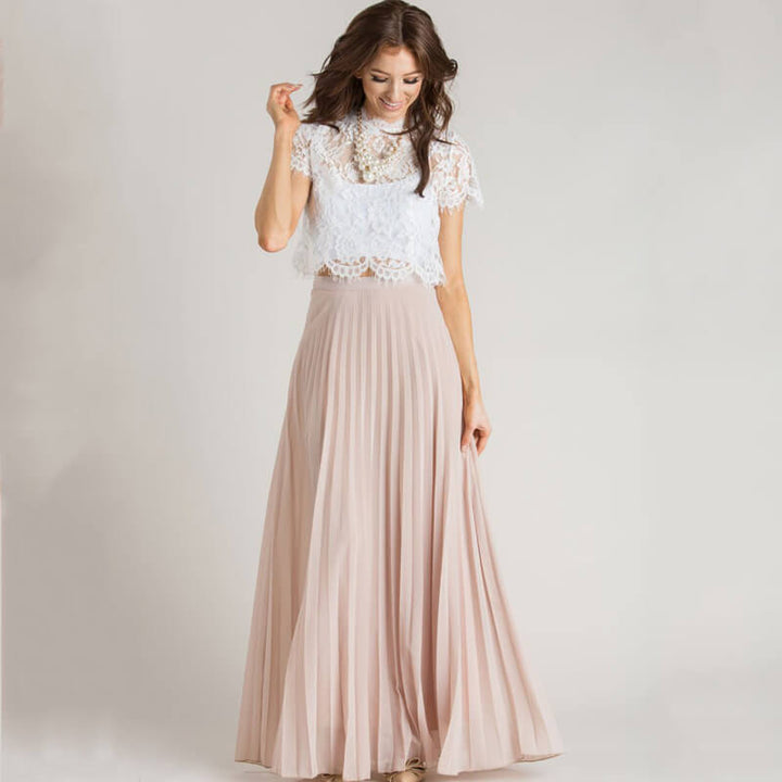 Chiffon Geplooide Maxi Rok | Boho Hoge Taille Retro Mode