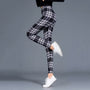 Damen Fitness-Leggings mit Printmuster | figurformende Push-Up Hose mit elastischem Bund