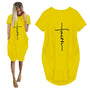 Faith Kleider | 3D Buchstabenprint lockeres Partykleid mit Taschen