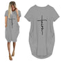 Faith Kleider | 3D Buchstabenprint lockeres Partykleid mit Taschen