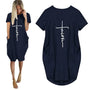 Faith Kleider | 3D Buchstabenprint lockeres Partykleid mit Taschen