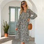 Elegancy™: Langärmeliges Kleid mit Leopardenmuster