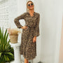 Elegancy™: Langärmeliges Kleid mit Leopardenmuster