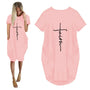 Faith Kleider | 3D Buchstabenprint lockeres Partykleid mit Taschen